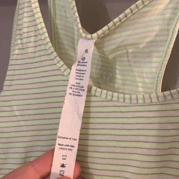 Lime Stripe workout tank top - Picture 3 of 4